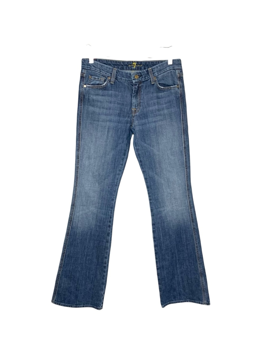 7 For All Mankind Vintage Flare Jeans Medium Blue 31 Bootcut Low Rise Y2K Denim